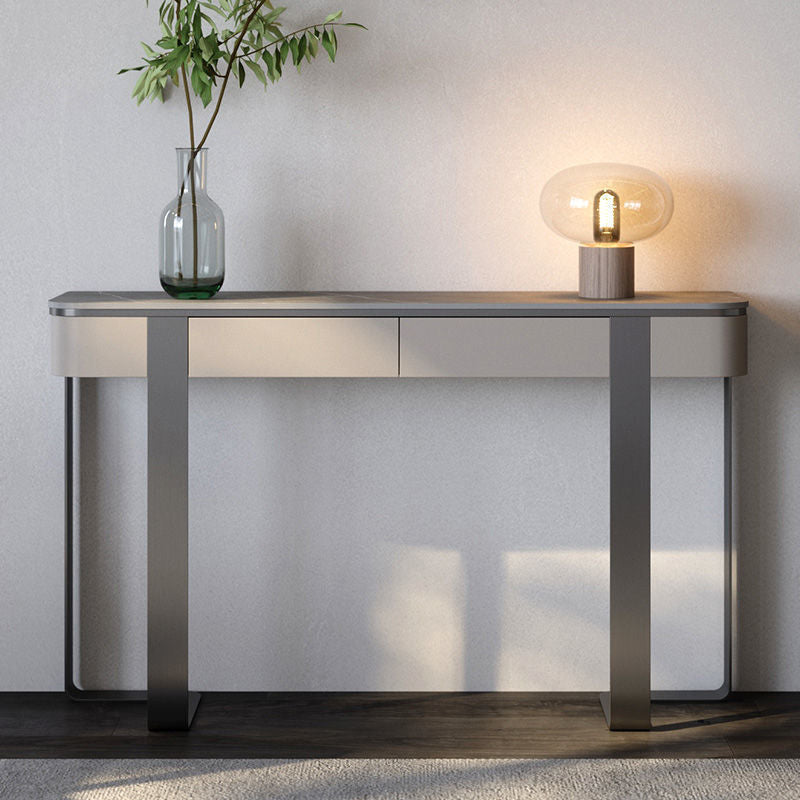 Iglesias White and Gold Slate Console Table 47.24"D