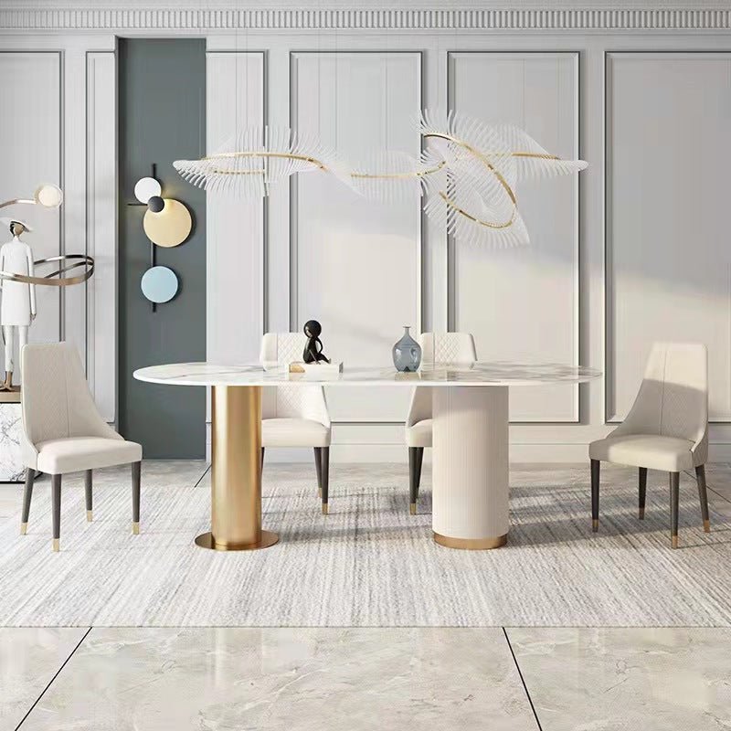 Liguria Round White Slate Dining Table 62.99"D
