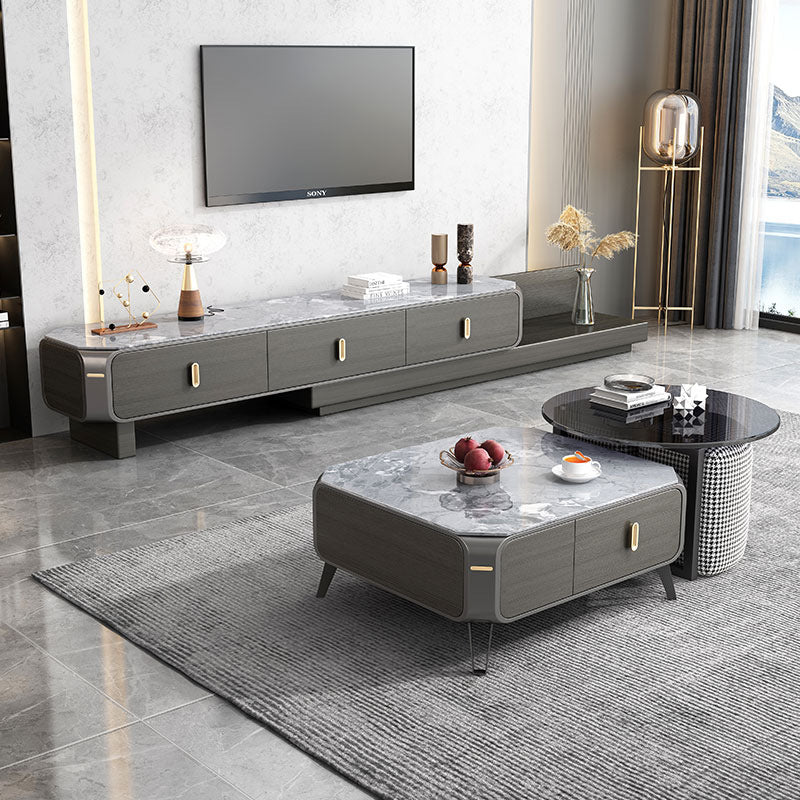 Battipaglia Slate TV Stand 70.86"D-133.85"D