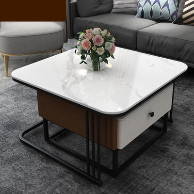 Turin Brown Slate Coffee Tables 27.56''D+23.62''D