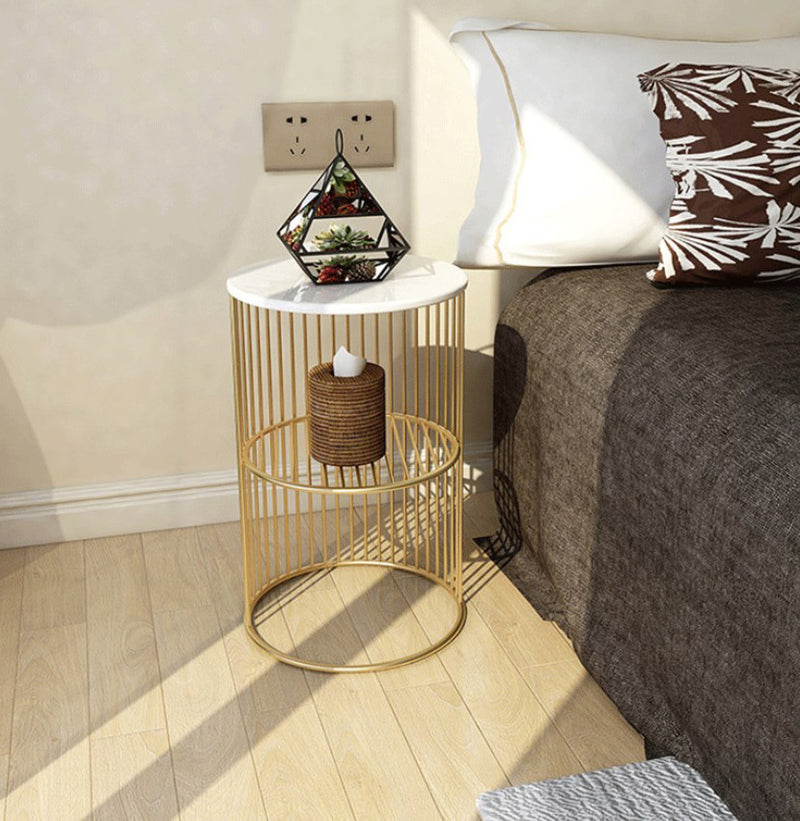 Panama White and Gold Marble Side Table 11.81&