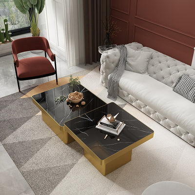 Tuscany White Marble Coffee Tables 35.43''D+23.62''D