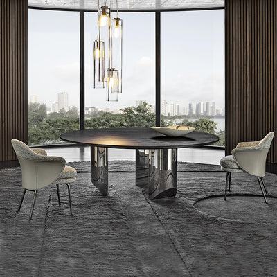 Pomezia Black  Linen Dining Chairs 25.19"D (with 2 chairs)