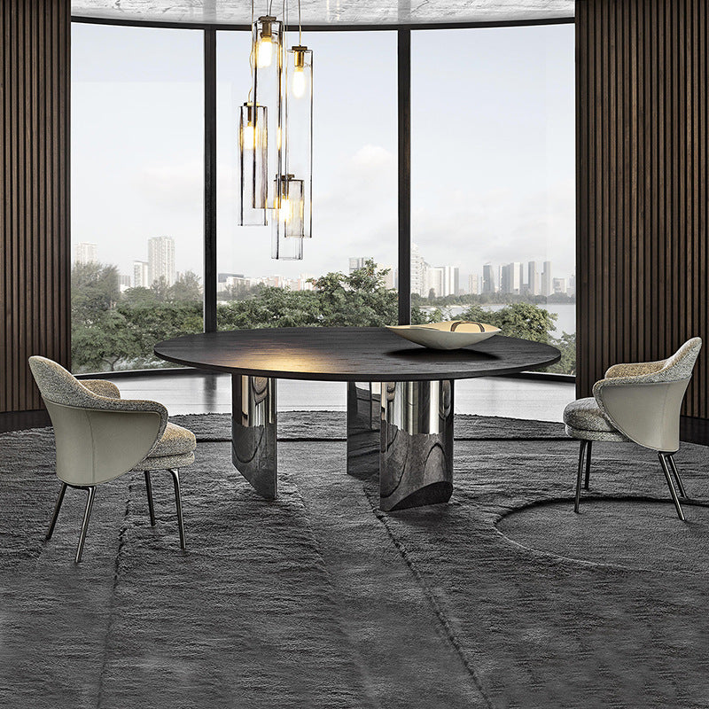 Pomezia Black  Linen Dining Chairs 25.19"D (with 2 chairs)