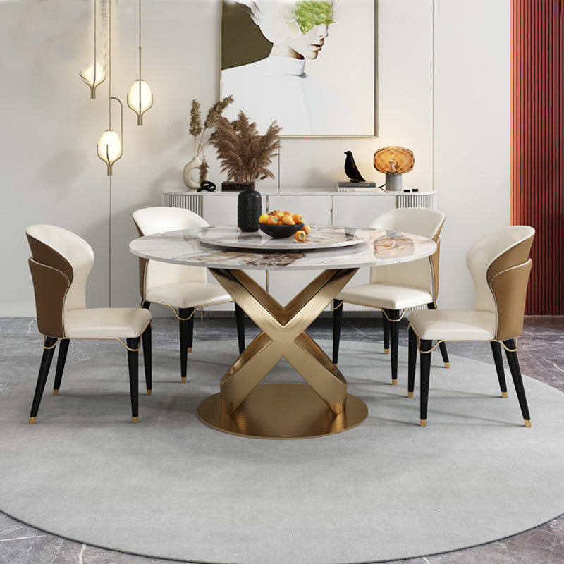 Liguria White+Gold Slate Dining Table 47.24"D