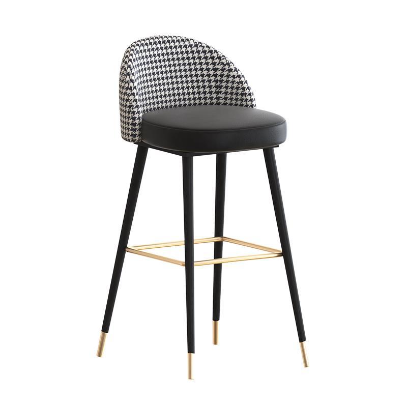 Foggia Black Leather Bar Stool 29.53"D