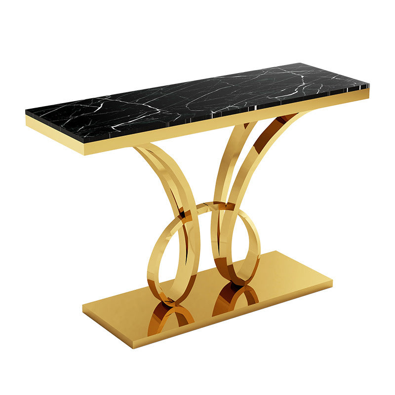 Iglesias Black and Gold Marble Console Table 59.06"D