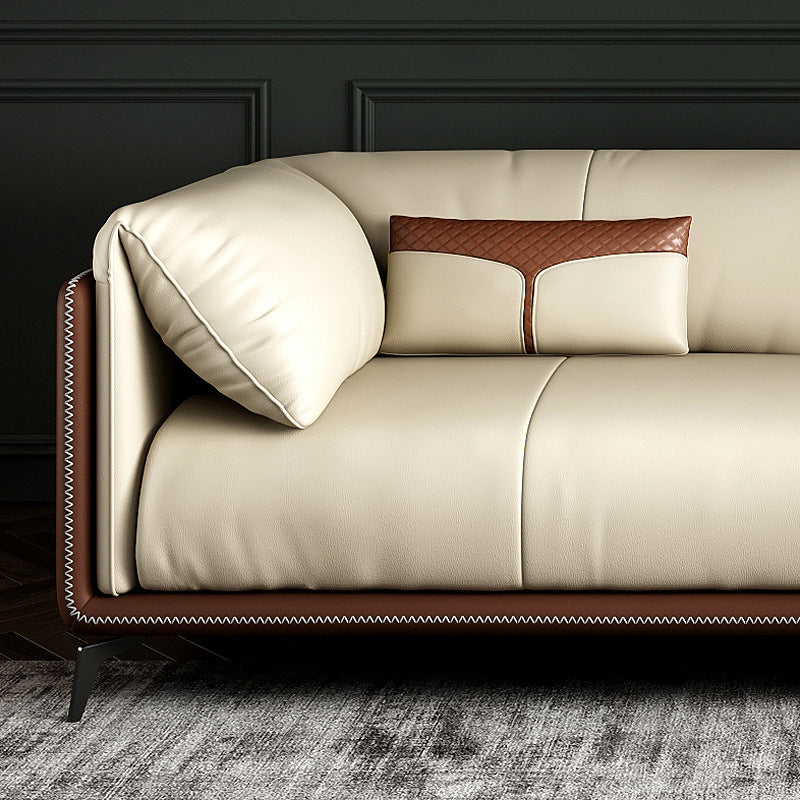 Barletta Beige Microfiber Leather Sofa 71.26"D