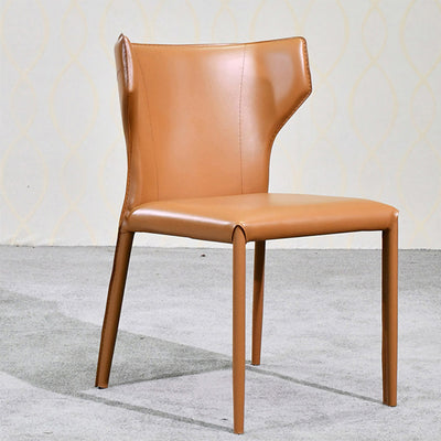 Oristano Orange  Leather Dining Chairs 20.86"D（with 2 chairs）