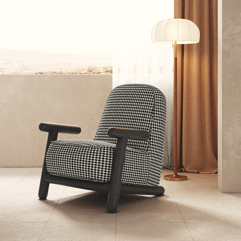 Vibo Valentia Black and White Cloth  Lounge Chair and Ottoman 28.35"D+19.69"D