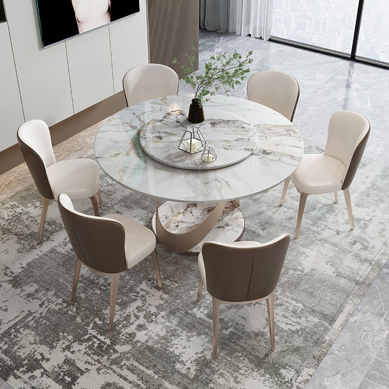 Liguria White Slate Round Dining Table 53.15"D
