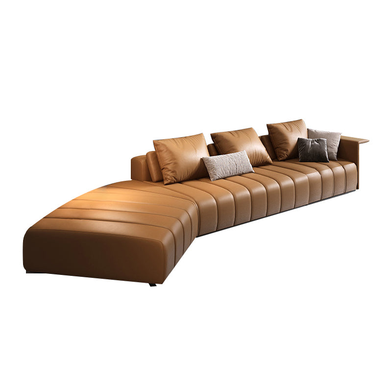 Orosei Black Leather Sofa 98.42"D