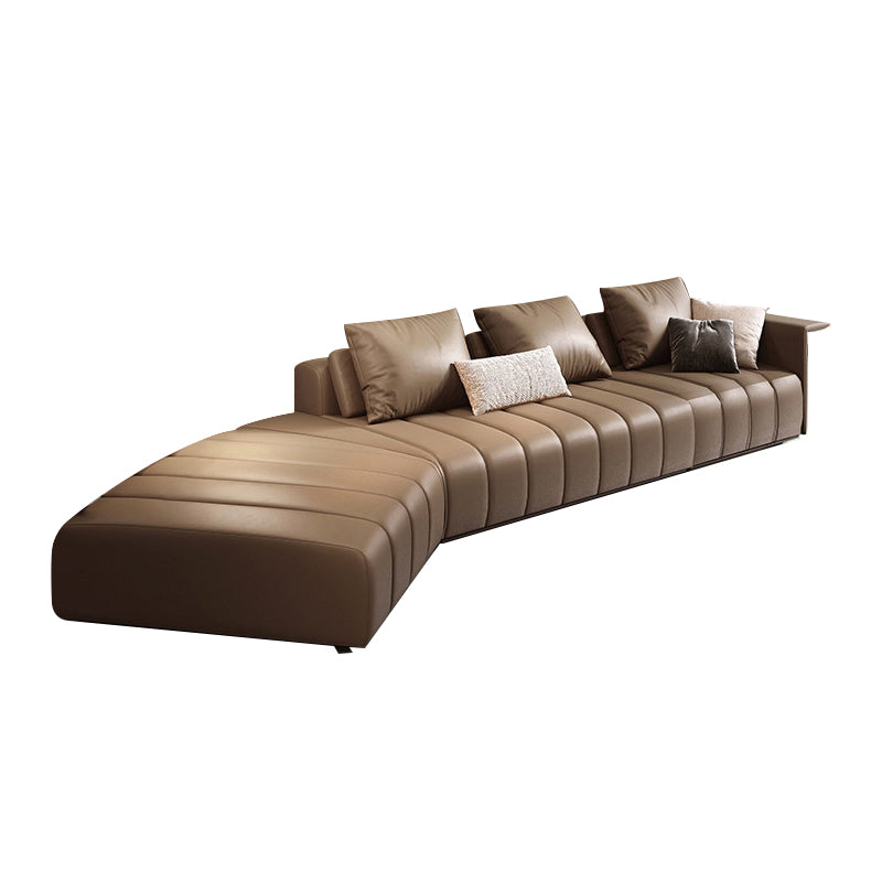 Orosei Black Leather Sofa 98.42"D