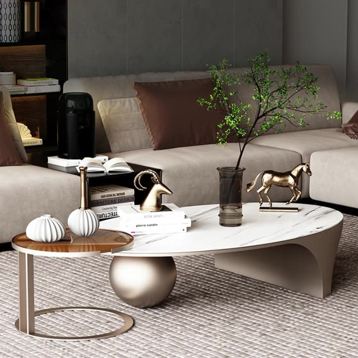 Bergamo White and Black Slate Coffee Tables 51.18&