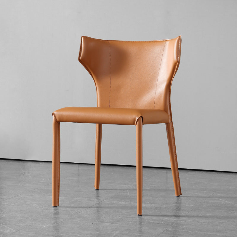 Oristano Orange  Leather Dining Chairs 20.86"D（with 2 chairs）