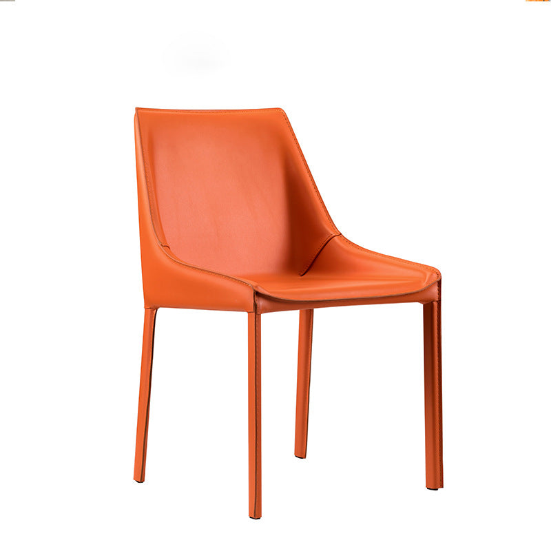Oristano Orange Leather Dining Chairs 20.07"D (with 2 chairs)