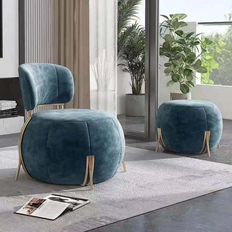 Naples Blue Corduroy Velvet Chair 34.82"D