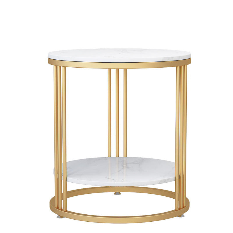 Liguria White Marble Side Table 15.75"D