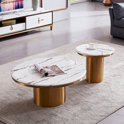 Tuscany Marble Coffee Tables 31.49''D+19.68''D