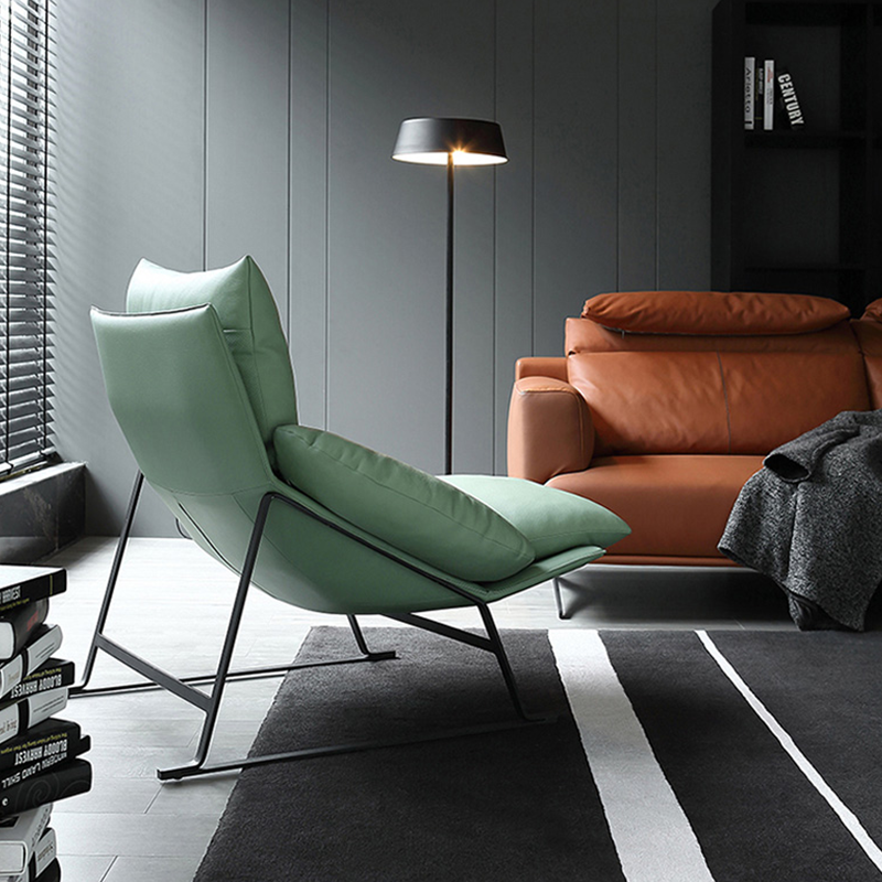 Olbia Green First Layer Leather Lounge Chairs 34.64"D