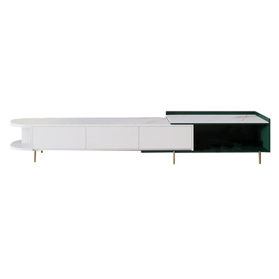 Arzachena White and Green Slate TV Stand 73.22"D-111.02"D