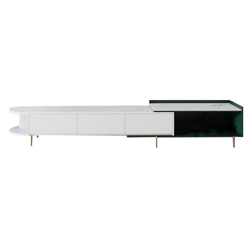 Arzachena White and Green Slate TV Stand 73.22"D-111.02"D