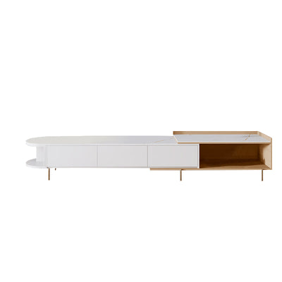 Arzachena White and Green Slate TV Stand 73.22"D-111.02"D