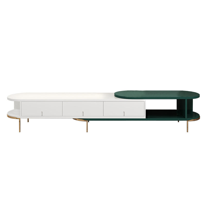 Arzignano White and Wood MDF TV Stand 70.86"D-94.48"D