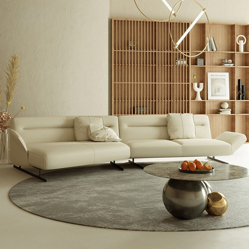Orosei First Layer Leather Sofa 137.79"D(Left)