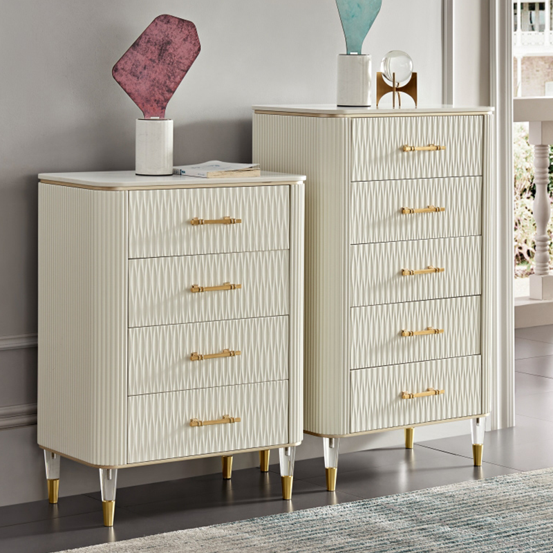 Trevigio White Marble Dresser (4 drawers) 25.59"D