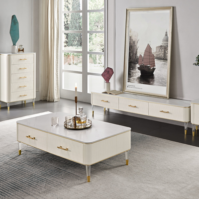 Trevigio White Marble Dresser (4 drawers) 25.59"D
