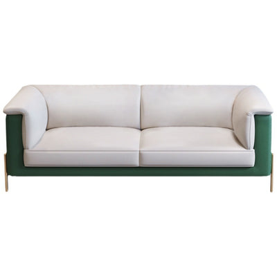 Orosei Green Leather Sofa 85.82"D