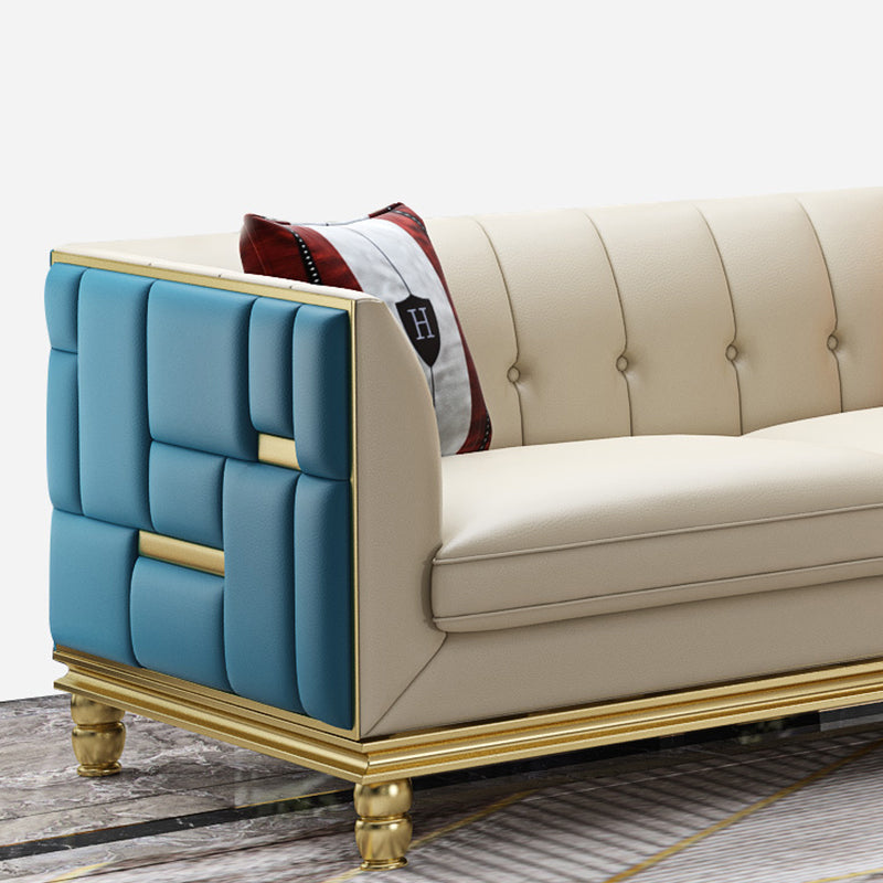 Orosei First Layer Leather Sofa 81.89"D