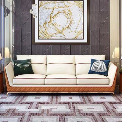 Orosei First Layer Leather Sofa 84.64"D