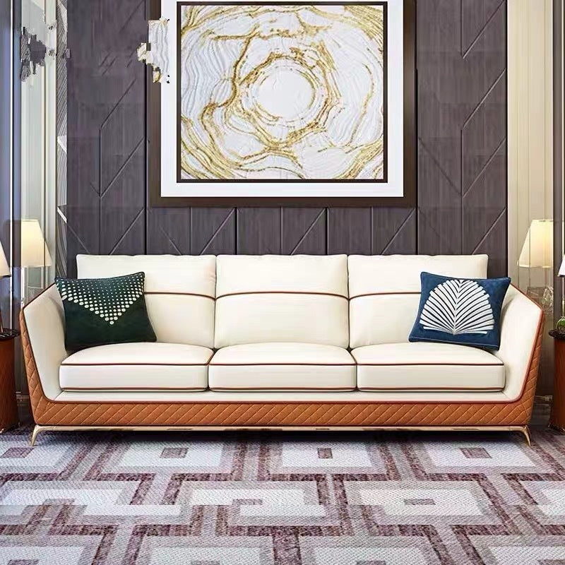Orosei First Layer Leather Sofa 84.64"D