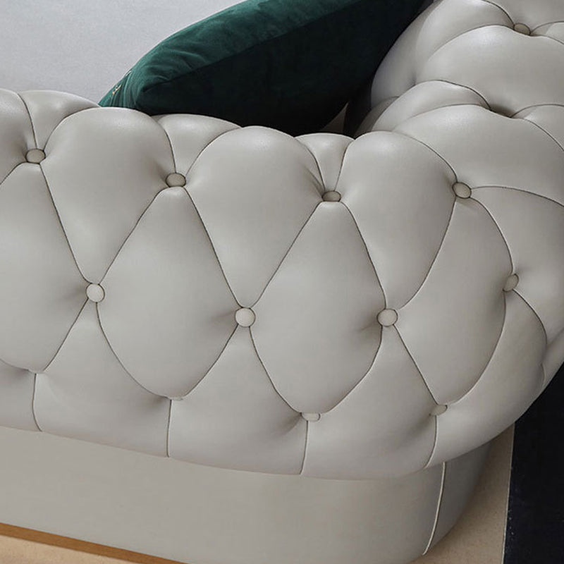 Orosei White First Layer Leather Sofa 110.23"D (Without Pillows)