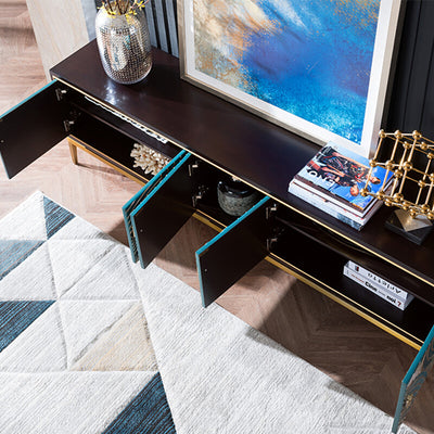 Chivasso Blue and Black MDF TV Stand 78.74"D
