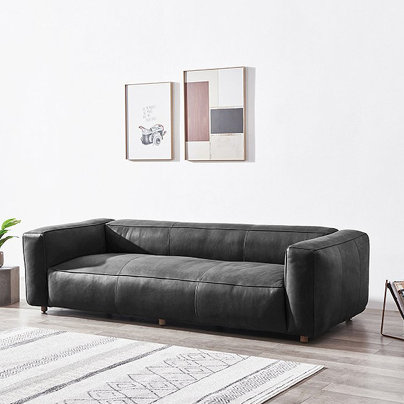 Cosenza Brown Top Layer Leather Sofa 86.61"D