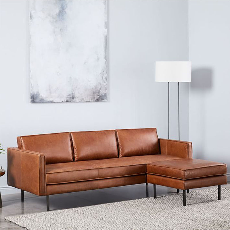 Lecce Brown PU Leather Sofa 86.61"D