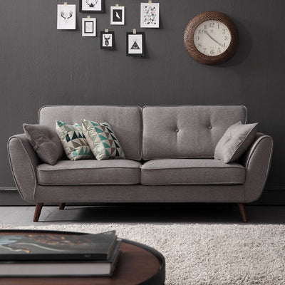 Cosenza Grey Cotton and Linen Sofa 63.38"D （Without Pillows）