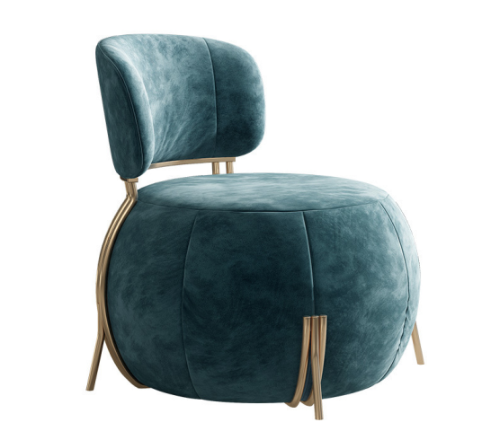 Naples Blue Corduroy Velvet Chair 34.82"D