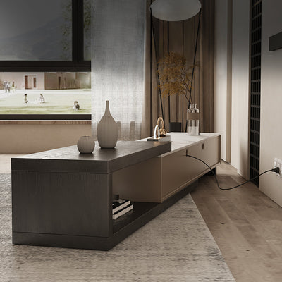 Chivasso Champagne and Black MDF TV Stand 70.86"D