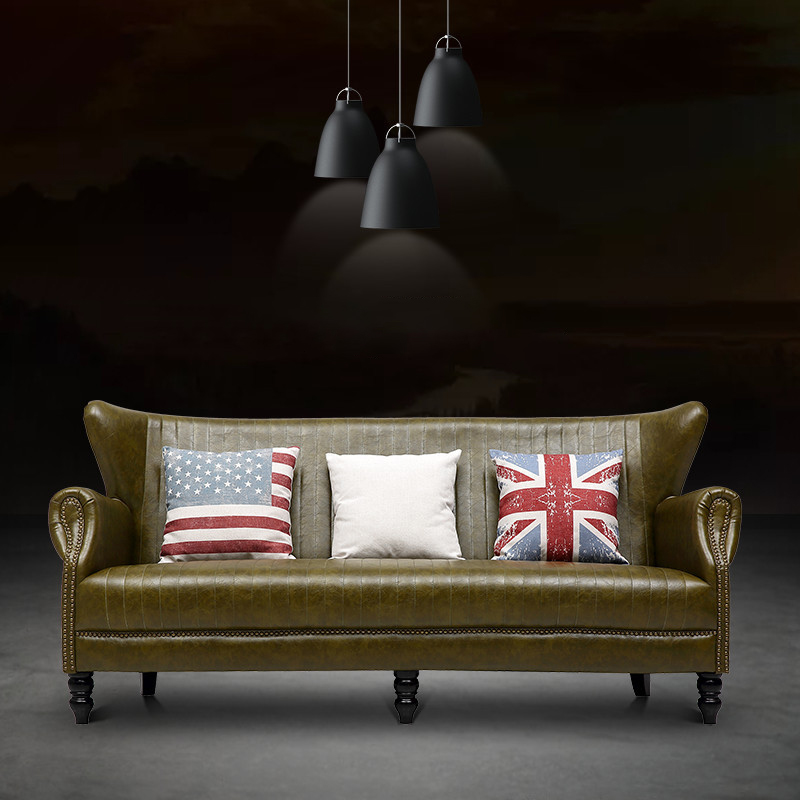 Cosenza Green Top Layer Leather Sofa 78.74"D