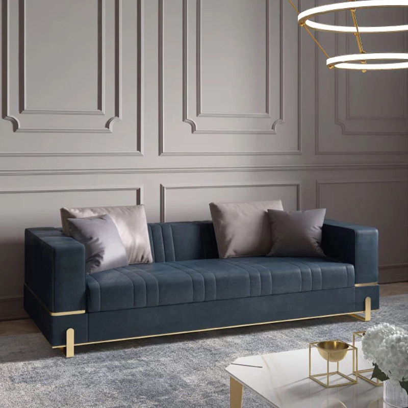 Lanciano Blue Lint Sofa 86.61"D(Without Pillows)