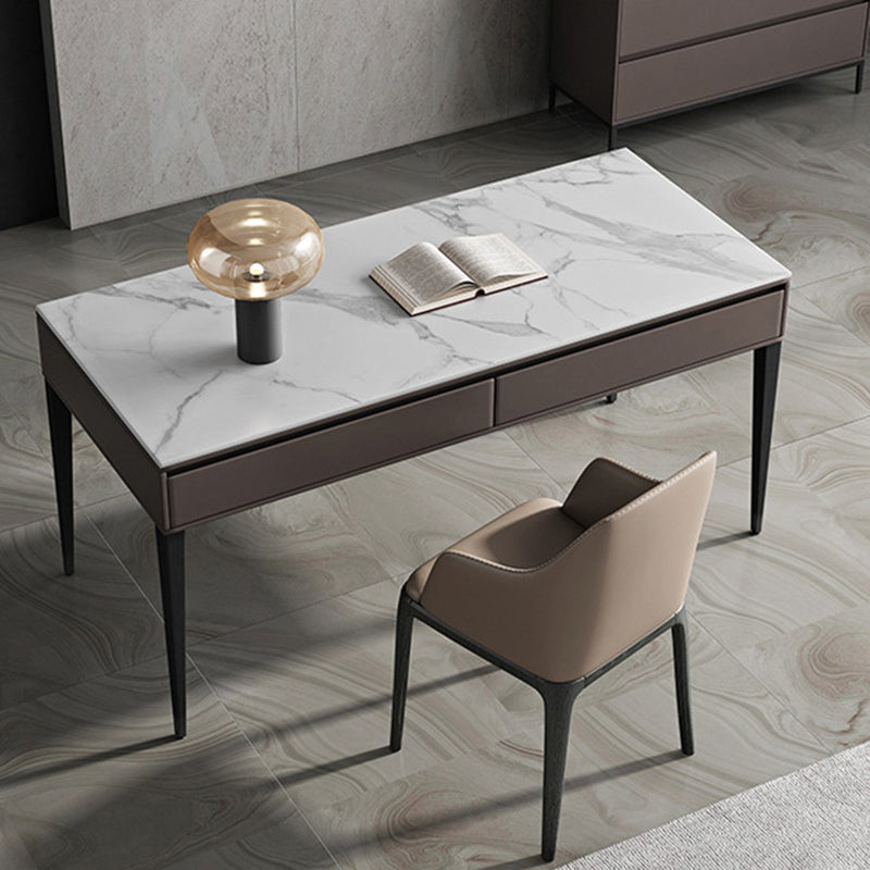 Caltanissett White and Grey Slate Desk 55.12"D