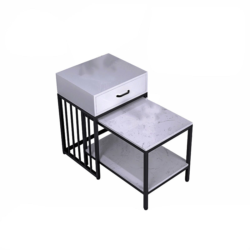 Altamura White Marble Side Tables 15.74"D+23.62"D