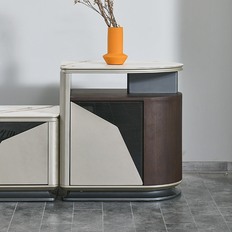 Saronno White and Walnut Slate TV Stand 78.74"D 