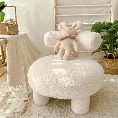 Palerm Sherpa Beige Stool Living Chair 27.56"D