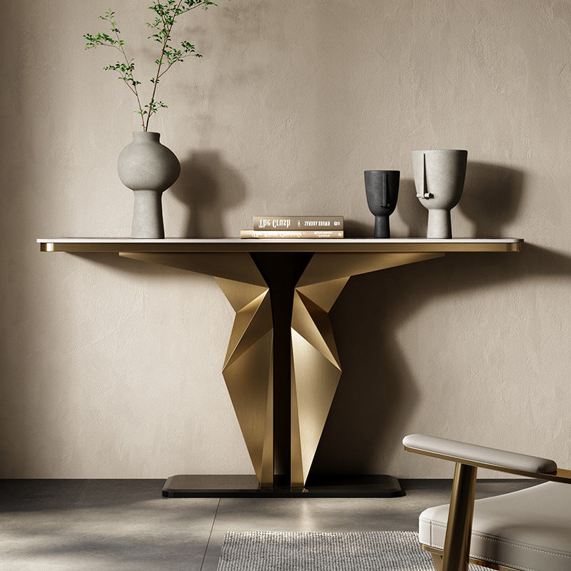 Iglesias White and Gold Slate Console Table 47.24"D