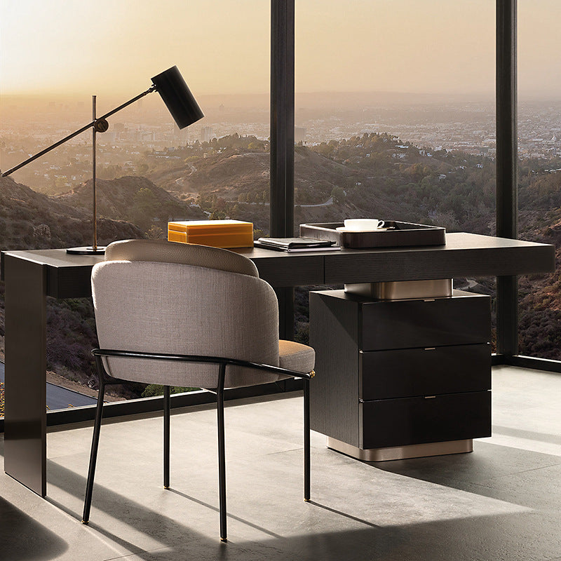 Viareggio Black Solid Wood Desk 62.99"D